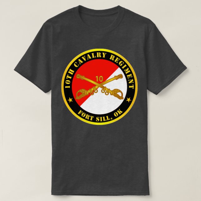 T-shirt 10e régiment de cavalerie Fort Sill OK w Cav Branc (Design devant)