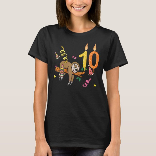 T-shirt 10ème anniversaire Sloth Lazy Sloths Animal Graphi (Devant)