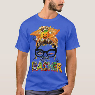 T-shirt 10ème enseignant Halloween Messy Bun enseignant Ha