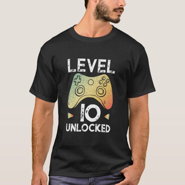 T-shirt 10ème Niveau 10 de chemise de Gamer de garçon (Devant)
