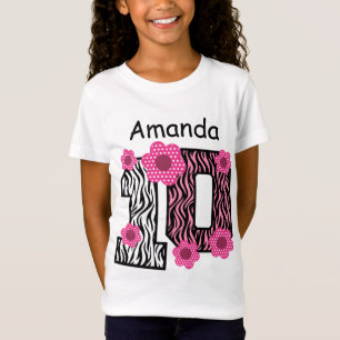 T-Shirt 10ème Nom fait sur commande B01 de zèbre rose