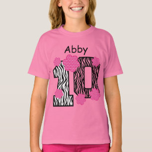T-shirt 10ème Nom fait sur commande V025A4 de zèbre rose