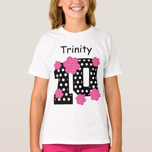 T-shirt 10ème Nom fait sur commande V06 de pois (Devant)