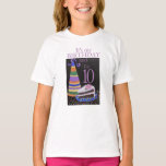 T-shirt 10th BIRTHDAY Girls' Fine Jersey<br><div class="desc">Conception originale pour une T-Shirt pour filles,  colorée et oculaire avec une tranche de gâteau et un casquette de fête et un grand #10</div>