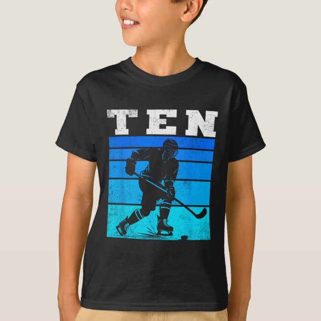 T-shirt 10th Birthday Ice Hockey Boys Ten Hockey Birthday  (Devant)
