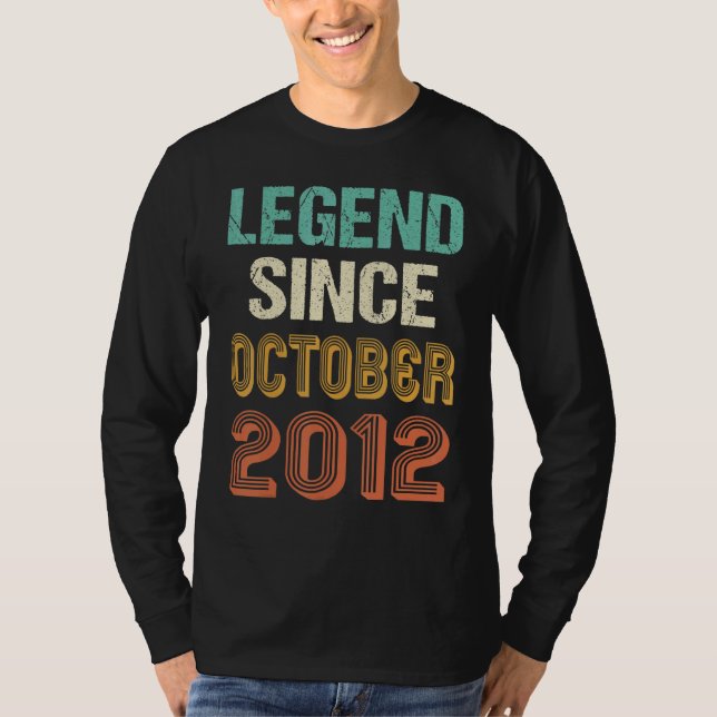 T-shirt 10th Birthday Legend Since 2012October Born In Oct (Devant)