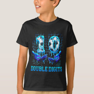 T-shirt 10th Double Digits Birthday Boy Soccer Ice Drippin