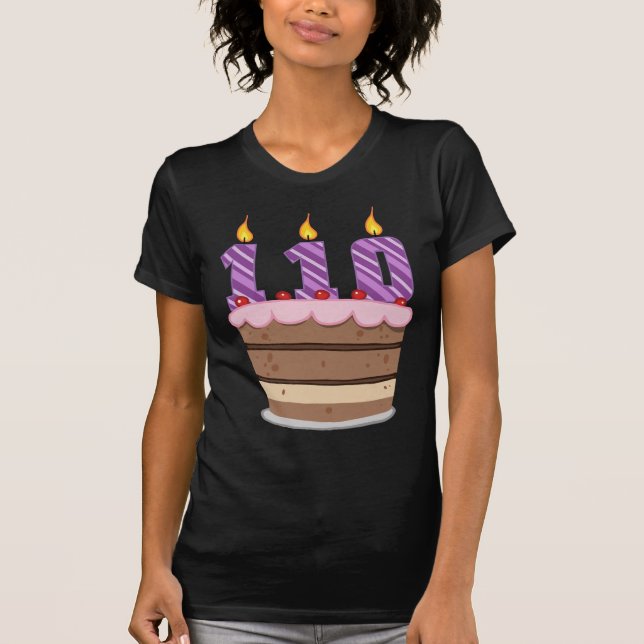 T-shirt 110 ans sur le gâteau d'anniversaire (Devant)
