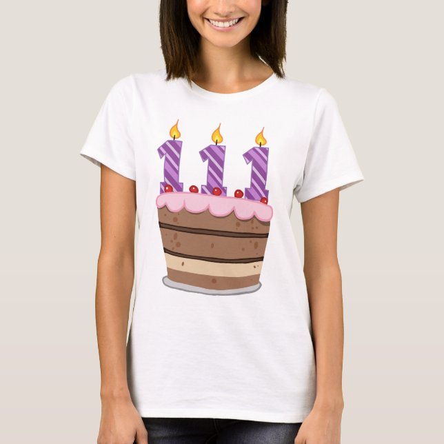 T-shirt 111 ans sur le gâteau d'anniversaire (Devant)