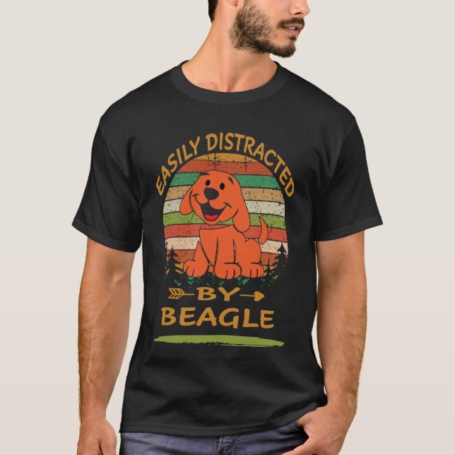 T-shirt 111 Facilement Distrait Par Beagle (Devant)