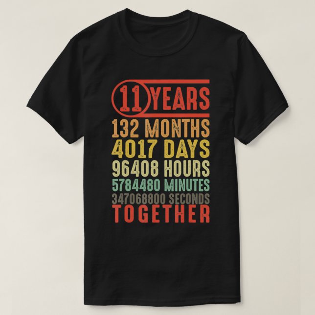T-shirt 11 Anniversaire du 11e Mariage Cadeaux pour elle (Design devant)