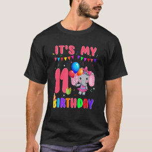 T-shirt 11 Ans 11e Anniversaire Eléphants Fille Awesome