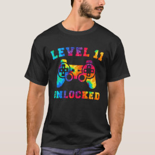 T-shirt 11 Ans 11e Anniversaire Joueur Tie Dye Garçons Niv