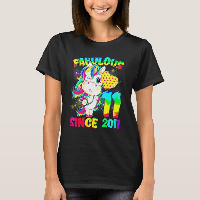 T-shirt 11 Ans 11e Anniversaire Unicorn Fabuleuse S (Devant)