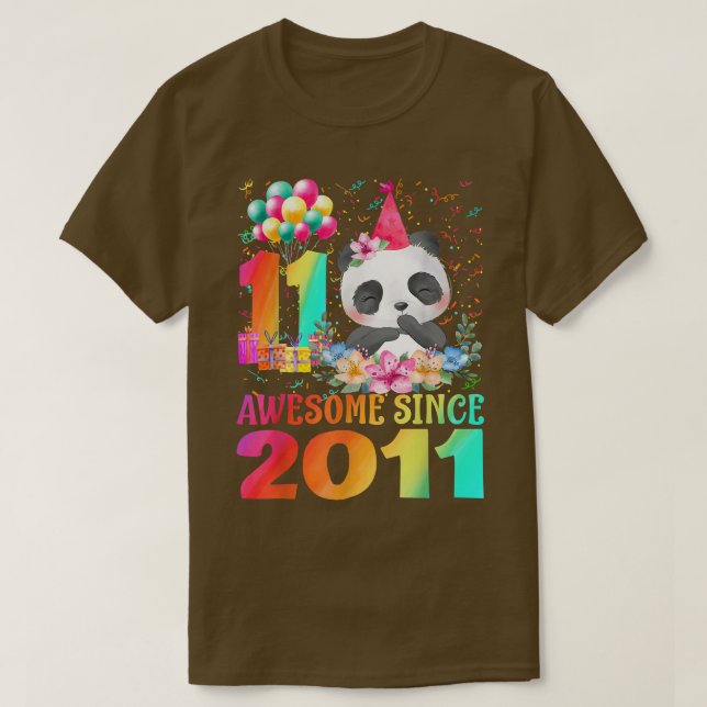 T-shirt 11 Ans 11ème Anniversaire Panda Awesome Depuis 201 (Design devant)