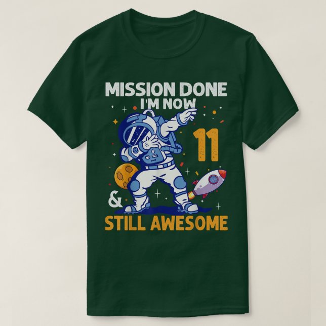 T-shirt 11 Ans Astronaut planète spatiale 11e anniversaire (Design devant)