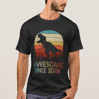 T-shirt 11 Ans Awesome Depuis 2008 Dinosaur Boys Birt
