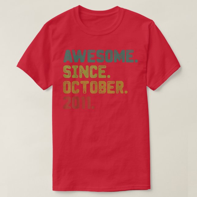 T-shirt 11 Ans Awesome Depuis Octobre 2011 11e Anniversair (Design devant)