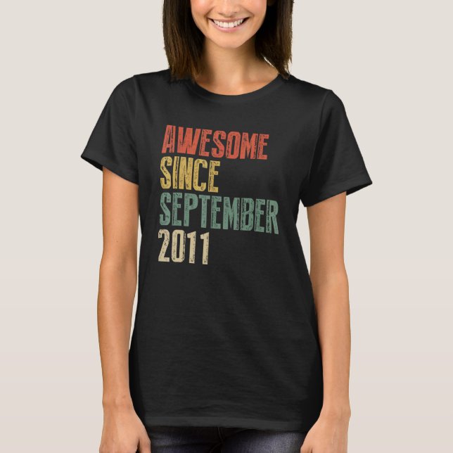 T-shirt 11 Ans Awesome Depuis Septembre 2011 11 1 (Devant)