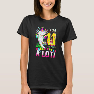 T-shirt 11 Ans Axolotl 11e Anniversaire Fête Garçons Fille