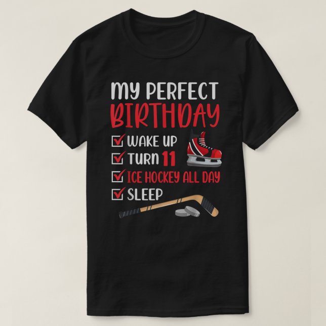T-shirt 11 ans de hockey sur glace Anniversaire de fête 11 (Design devant)