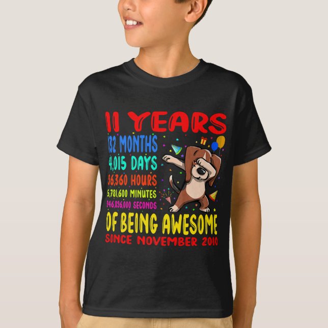 T-shirt 11 ans d'être génial 11e anniversaire enfants (Devant)