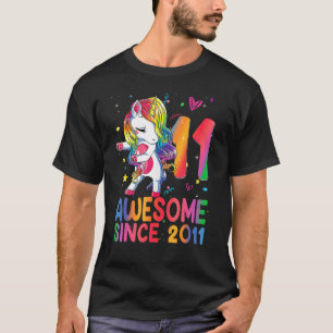 T-shirt 11 ans Filles Ados Dabbing Unicorn 11e Birt