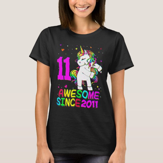 T-shirt 11 Ans Unicorne Flossing 11e Anniversaire Girl U (Devant)