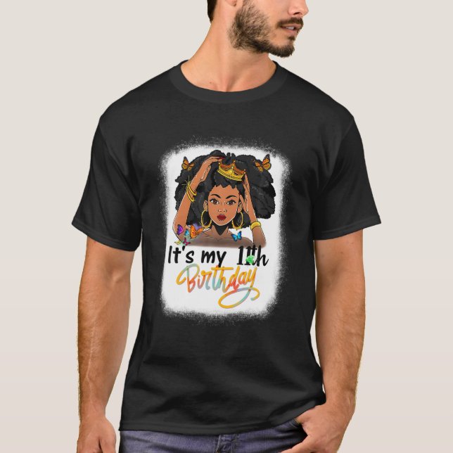 T-shirt 11 ans Vieux Noir Melanin Femmes Fille C'est Mon 1 (Devant)