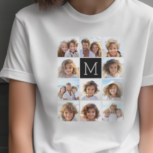 T-shirt 11 Grille de Collage de Photos avec Monogramme