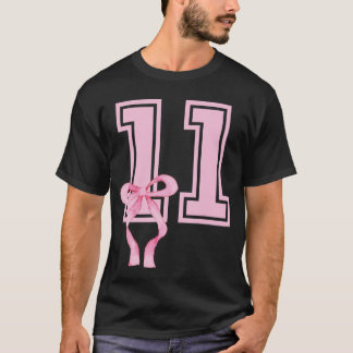 T-shirt 11 Year Old Birthday Girl Coquette Pink Bow Aesthe