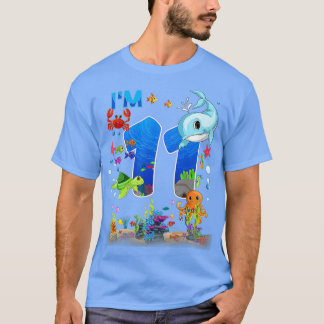 T-shirt 11 Year Old Birthday Whale Fish Sea Birthday Boys 
