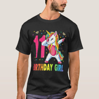 T-shirt 11 Year Old Unicorn Dabbing 11Th Birthday Girl Uni