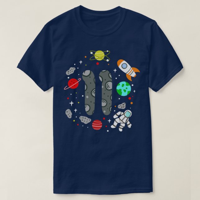 T-shirt 11e anniversaire astronaute spatial (Design devant)