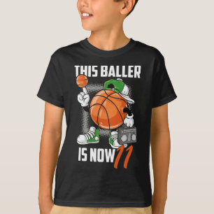 T-shirt 11e anniversaire Bysketbyll Joueur amusant 11 ans