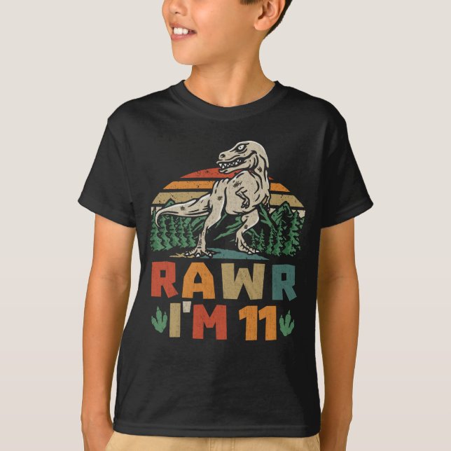 T-shirt 11e anniversaire Dinosaur T Rex Rawr J'ai 11 ans p (Devant)