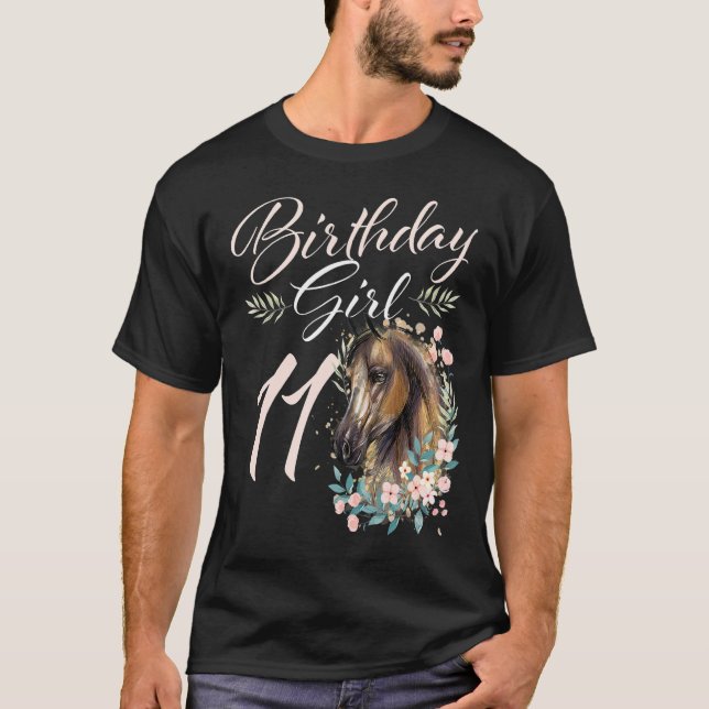 T-shirt 11e anniversaire fille cheval 11 ans Anniversaire (Devant)