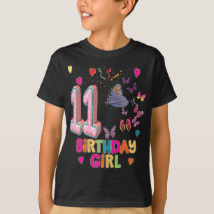 T-shirt 11e anniversaire Fille papillons 11 ans Filles