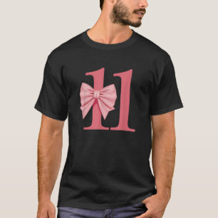 T-shirt 11e anniversaire fille rose coquette Bow 11 ans B