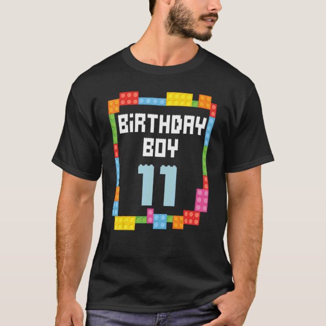 T-shirt 11e anniversaire Garçon maître constructeur 11 ans (Devant)