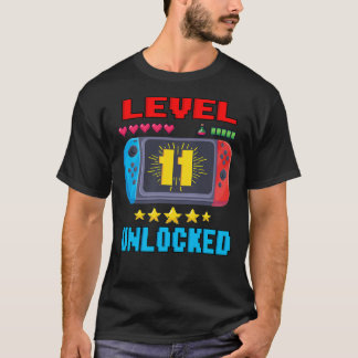 T-shirt 11e anniversaire garçon niveau 11 vidéo déverrouil