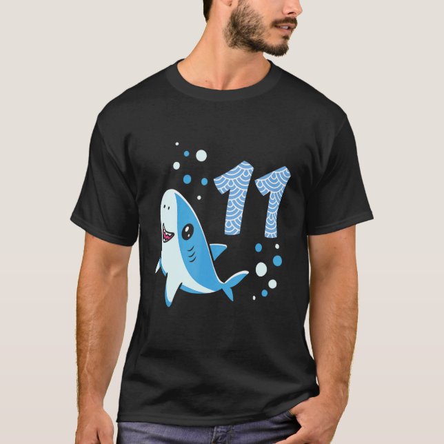T-shirt 11e anniversaire Garçons Requin 11 ans Vieux requi (Devant)