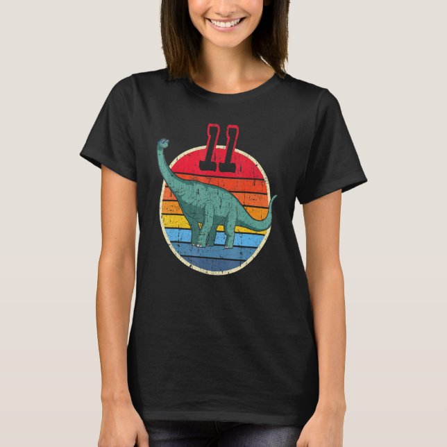 T-shirt 11e anniversaire I Brachiosaurus Diplodocus I Fami (Devant)