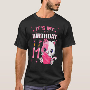 T-shirt 11E Anniversaire Maillot De Chat Fille 11 Ans Bd