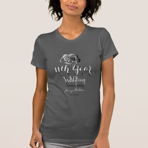 T-shirt 11e anniversaire Mariage de Rose de l'acier
