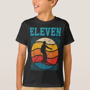 T-shirt 11e anniversaire Retro Ski Ski 11 ans Garçons Gi