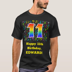 T-shirt 11e anniversaire : Symboles de musique colorée, Ar