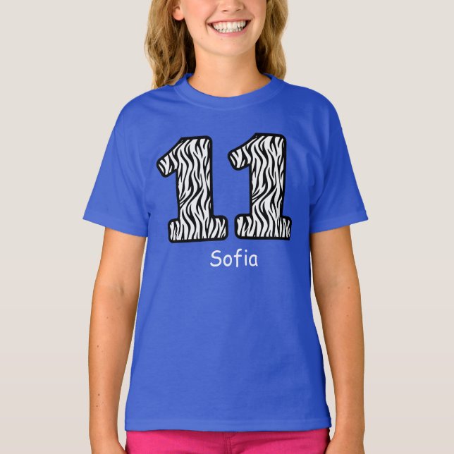 T-shirt 11e anniversaire ZEBRA Nom personnalisé V10 (Devant)