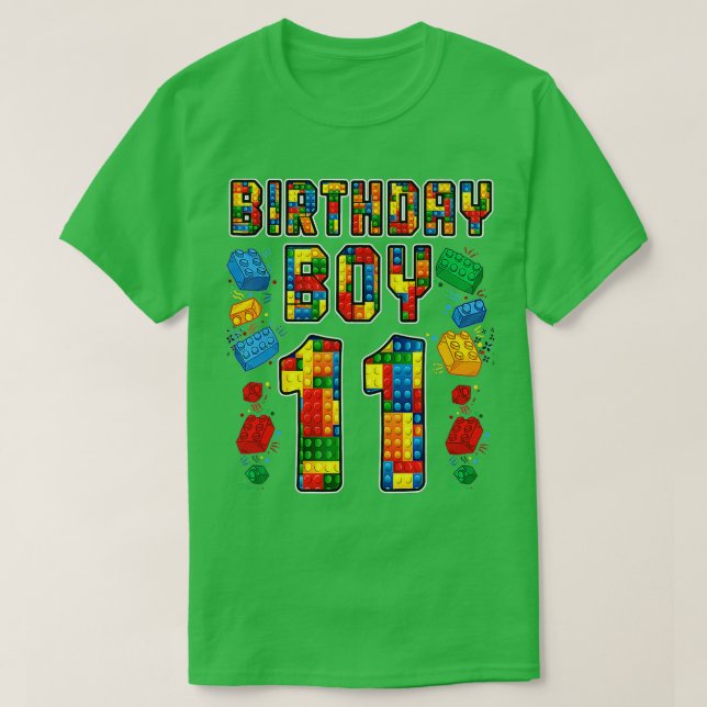 T-shirt 11e Birthday Master Builder 11 Years Old Block Bu (Design devant)