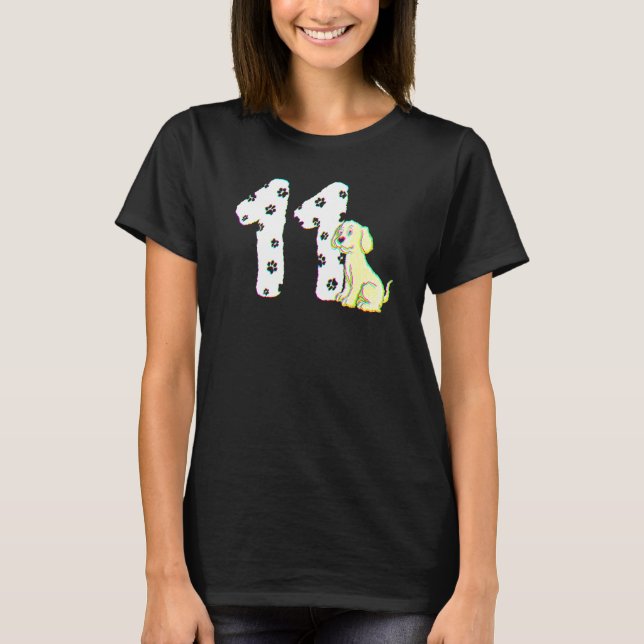T-shirt 11e Birthday Party Cake Labrador Puppy Dog Owner (Devant)
